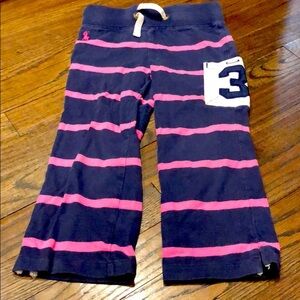 Navy and pink Ralph Lauren elastic waist horizontal striped sweatpants 3t 💕